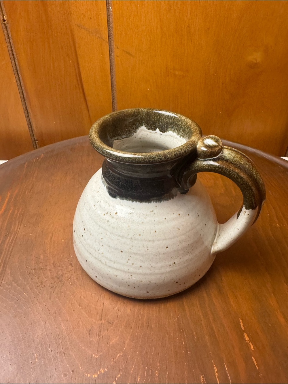 Speckled Ceramic Pitcher with Glossy Black Rim and Handle - Picture 2 of 9